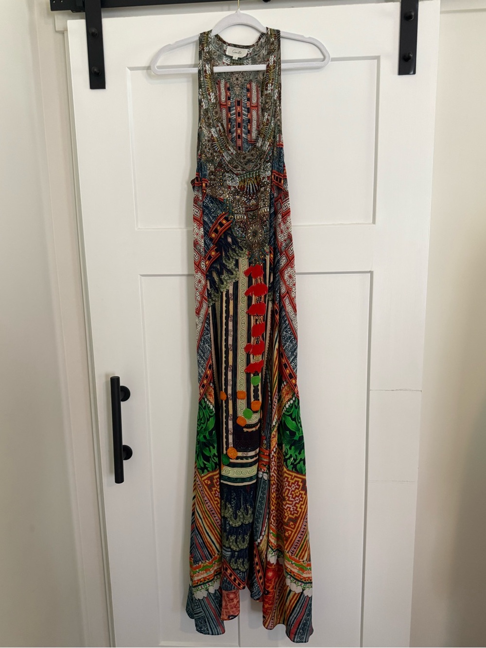 Camilla Printed Bohemian Multi-Color Silk Maxi Dress EUC 0900
